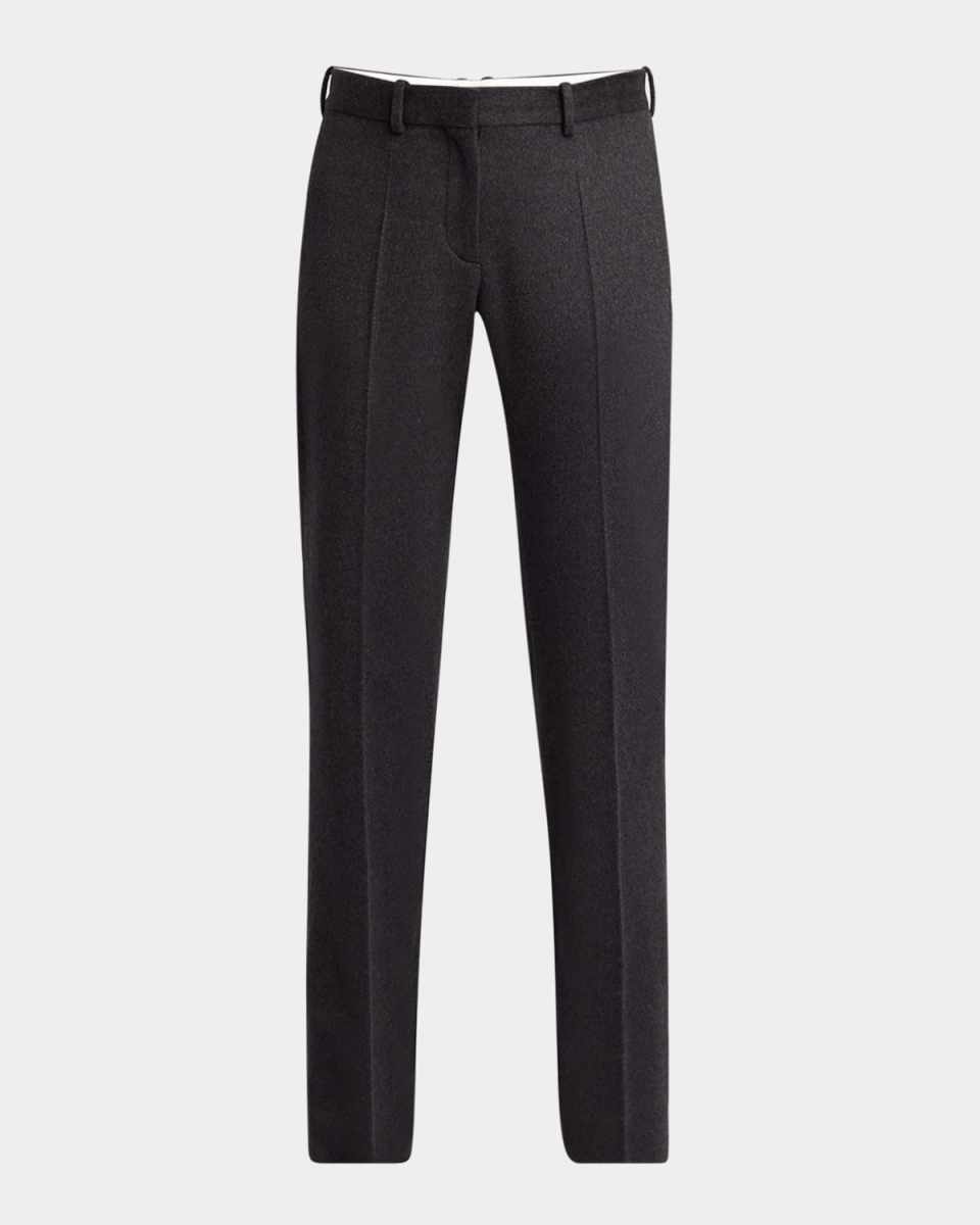 Selvie Brushed Cashmere-Silk Straight-Leg Pants
